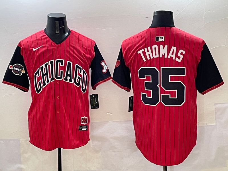 Men Chicago White Sox #35 Thomas Red Stripe Joint Name 2025 Nike MLB Jersey style 5->chicago white sox->MLB Jersey